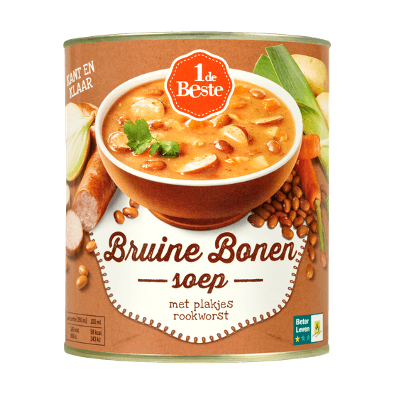 Foto van 1 de Beste Bonensoep op witte achtergrond