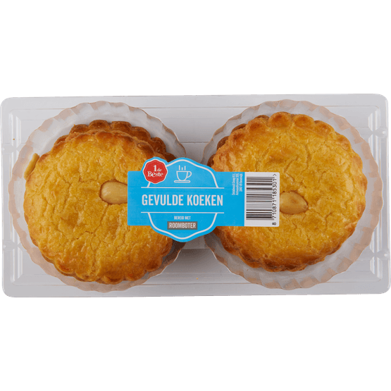 Foto van 1 de Beste Gevulde koeken roomboter op witte achtergrond