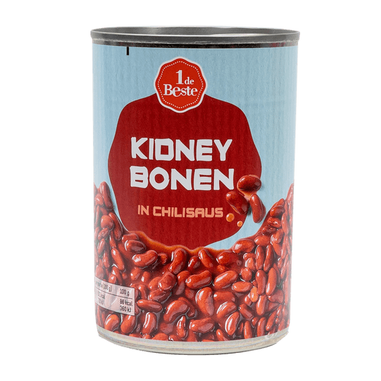 Foto van 1 de Beste Kidneybonen in chili op witte achtergrond
