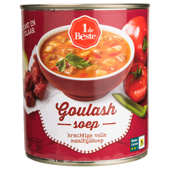 Foto van 1 de Beste Goulashsoep op witte achtergrond