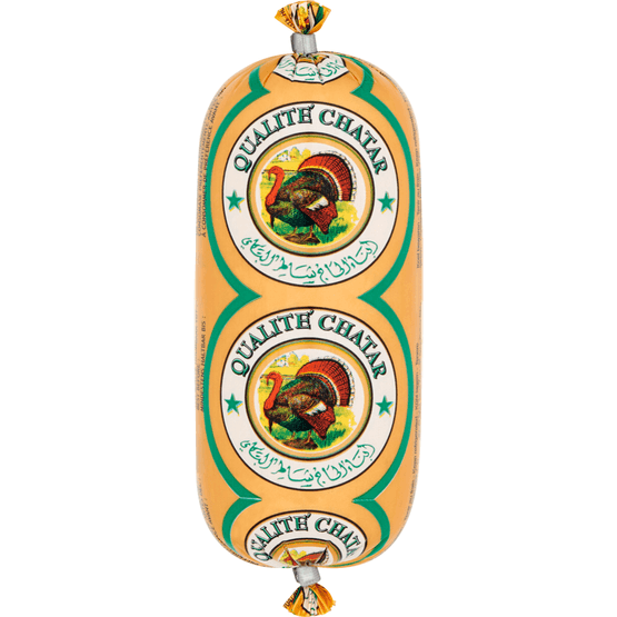 Foto van Chatar Kip kalkoenworst naturel op witte achtergrond