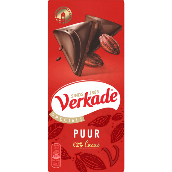 Foto van Verkade Chocoladereep puur op witte achtergrond