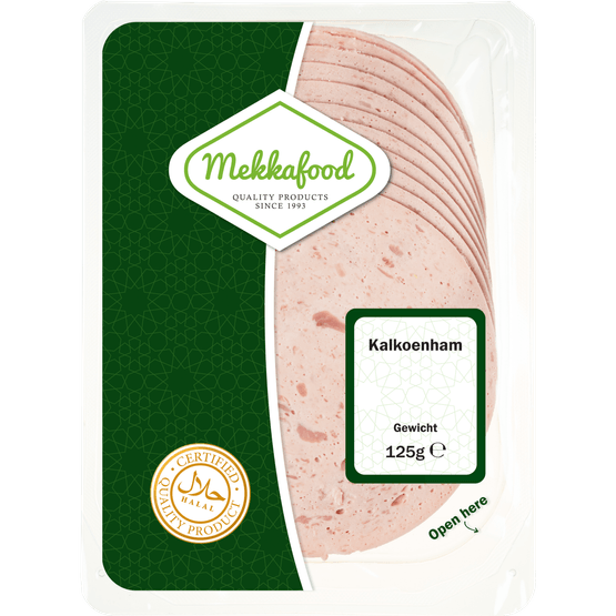 Foto van Mekkafood Kalkoenham op witte achtergrond
