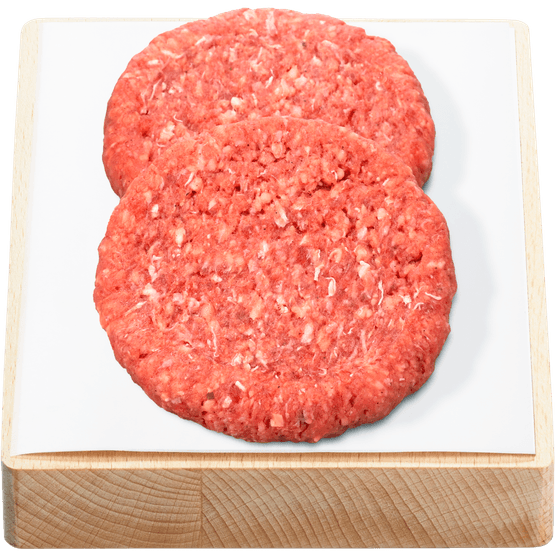 Foto van Vleeschmeesters Runderhamburger gemengd 2 st. op witte achtergrond
