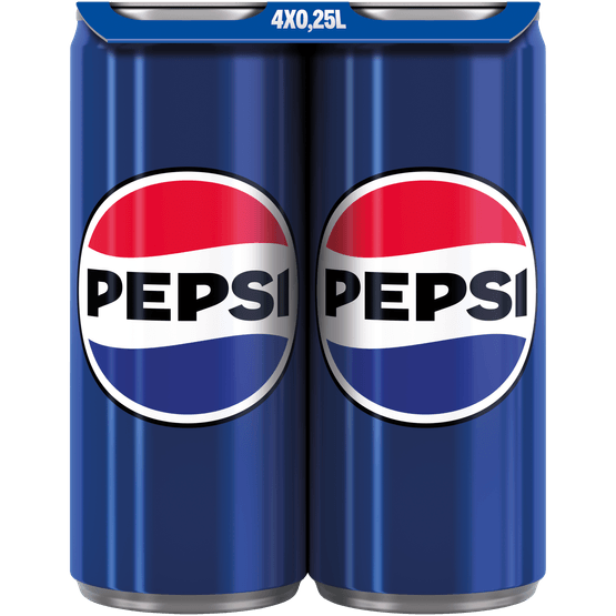 Foto van Pepsi Regular 4 x 25 cl op witte achtergrond