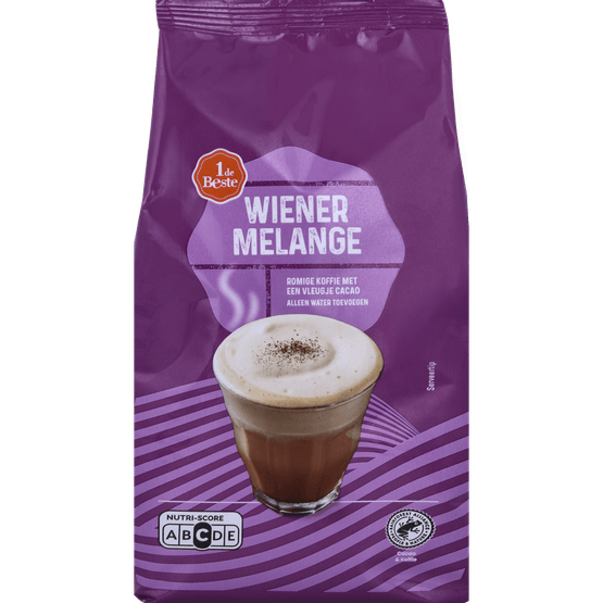 Foto van 1 de Beste Oploskoffie wiener melange op witte achtergrond