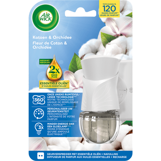 Foto van Airwick Luchtverfrisser elektrisch katoen & orchidee op witte achtergrond