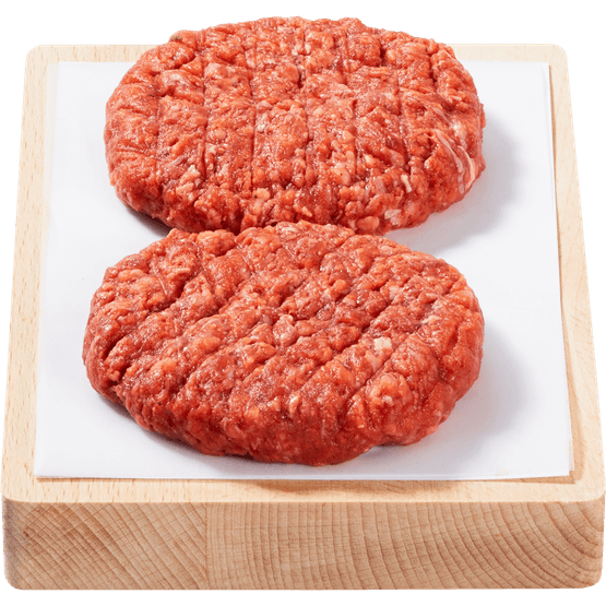 Foto van Vleeschmeesters Runderhamburger alm mager 4 st. op witte achtergrond