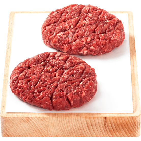 Foto van Vleeschmeesters Duitse biefstuk 2 stuks op witte achtergrond