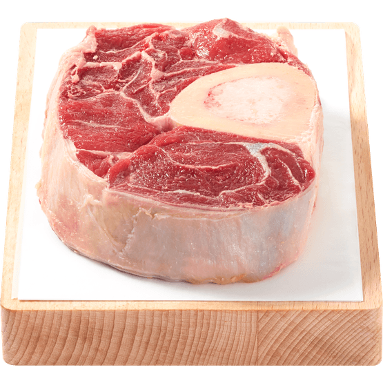 Foto van Vleeschmeesters Schenkel met been op witte achtergrond