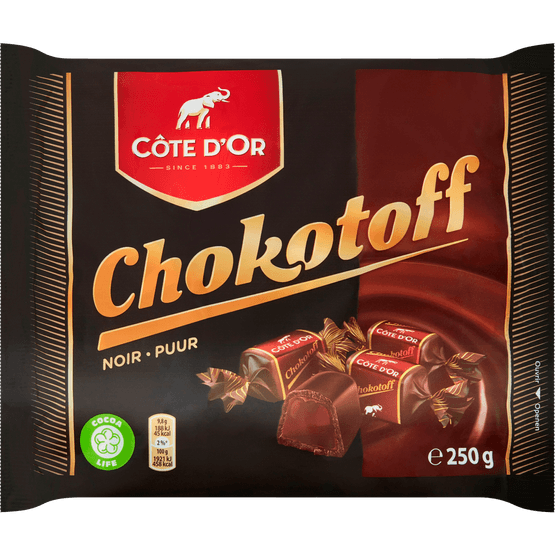 Foto van Côte d'Or Chocotoff Puur zak op witte achtergrond