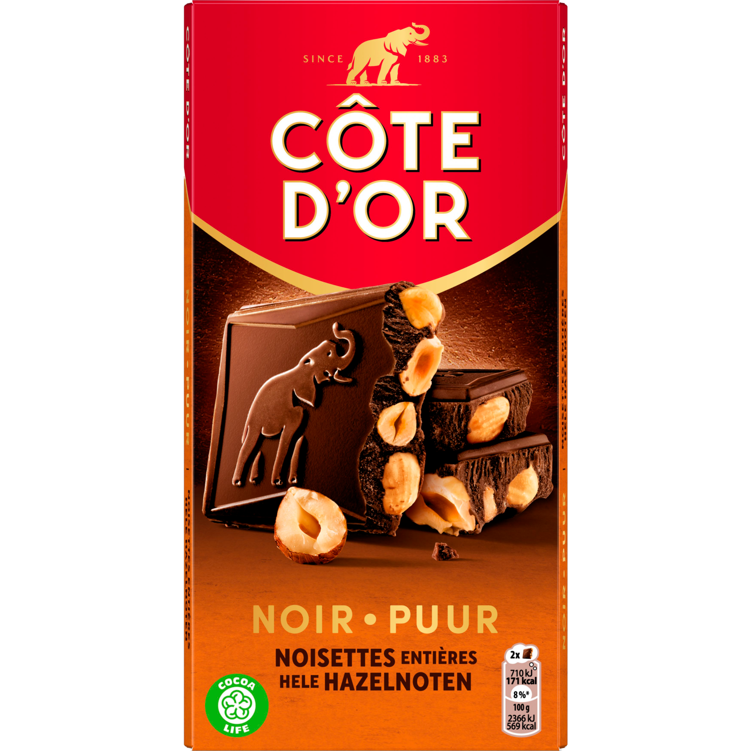 Côte d'Or Bloc chocoladereep puur hazelnoten
