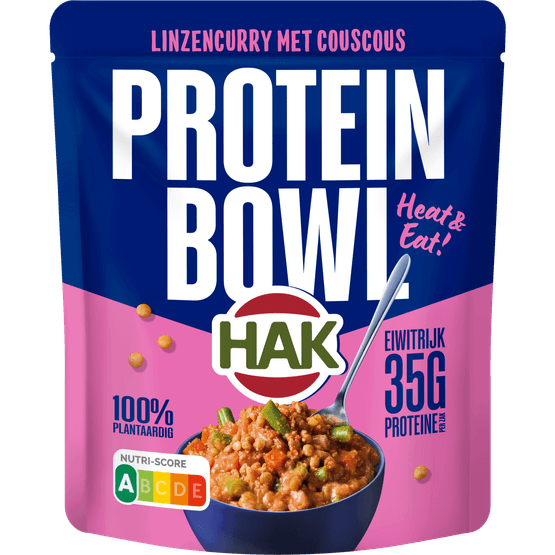 Foto van Hak Linzencurry protein bowl op witte achtergrond