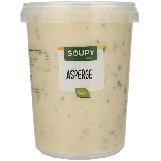 Foto van Soupy Aspergesoep op witte achtergrond