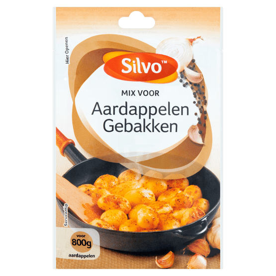Foto van Silvo Shake it gebakken aardappelen op witte achtergrond