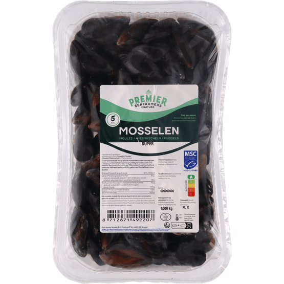 Foto van Premier Mosselen medium op witte achtergrond