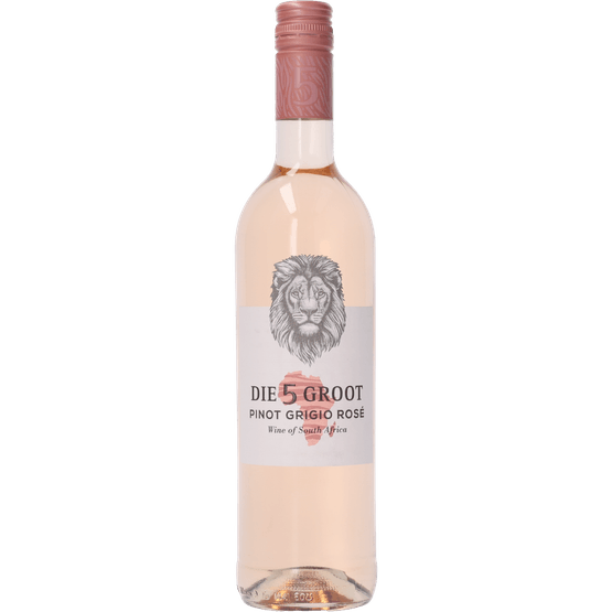 Foto van Die 5 Groot Pinot Grigio rose op witte achtergrond