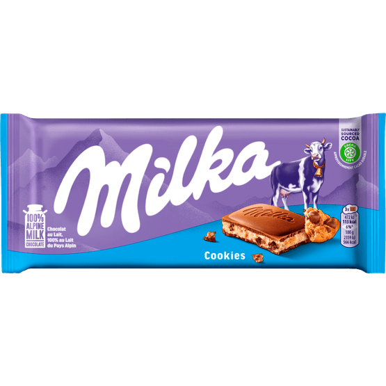 Foto van Milka Cookies op witte achtergrond