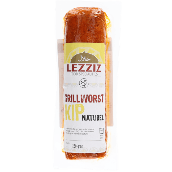 Foto van LEZZIZ Kipgrillworst naturel op witte achtergrond