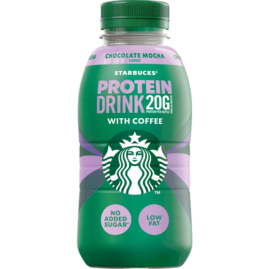 Foto van Starbucks Protein drink choc mocca op witte achtergrond