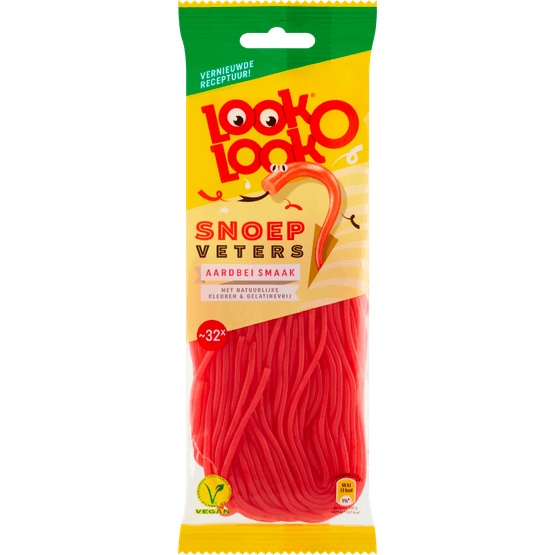 Foto van Look O Look Snoepveters aardbei op witte achtergrond