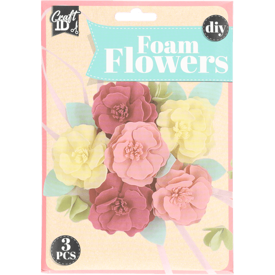 Foto van Knutselpakket foam bloemen op witte achtergrond