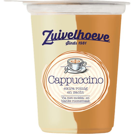 Foto van Zuivelhoeve Boern vla cappuccino op witte achtergrond