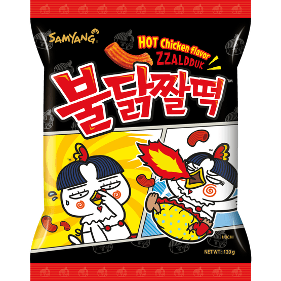 Foto van Samyang Hot chicken zzaldduk op witte achtergrond