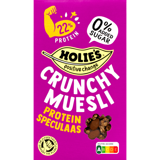 Foto van Holie's Crunchy muesli protein speculaas op witte achtergrond