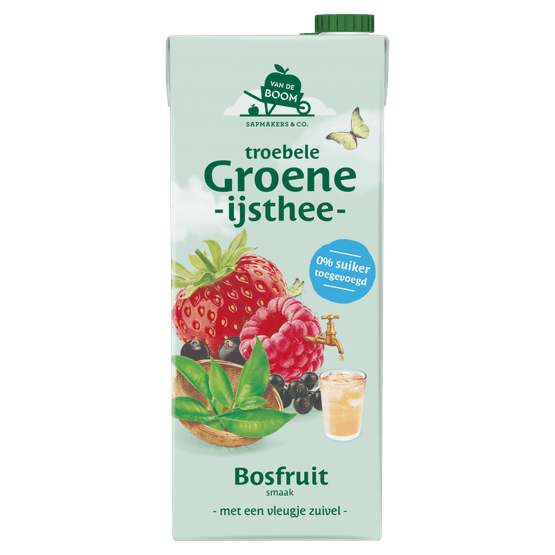Foto van Van de Boom Troebele groene thee bosfruit op witte achtergrond