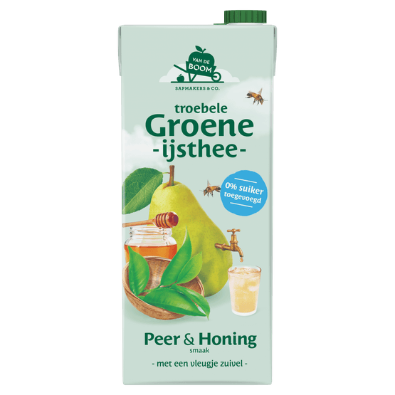 Foto van Van de Boom Troebele groene thee peer op witte achtergrond