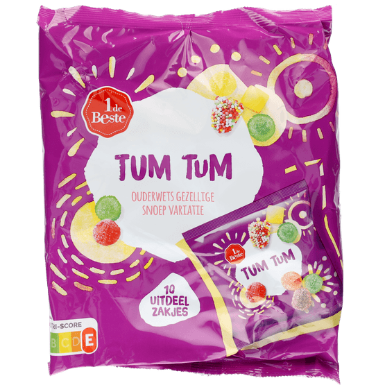 Foto van 1 de Beste Tumtum uitdeelzak 10 st. op witte achtergrond