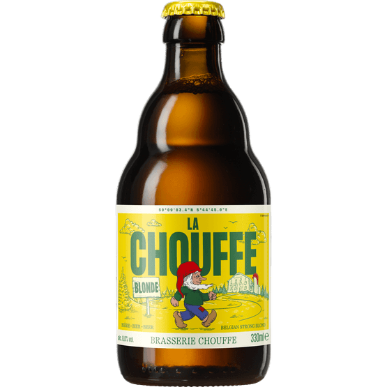 Foto van La Chouffe Blond op witte achtergrond