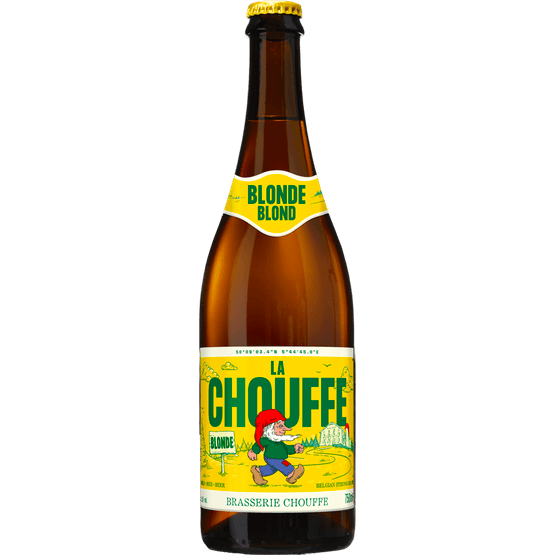 Foto van La Chouffe Blond op witte achtergrond