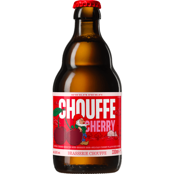 Foto van La Chouffe Cherry op witte achtergrond