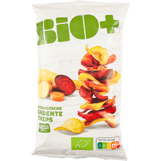 Foto van Bio+ Groentechips op witte achtergrond
