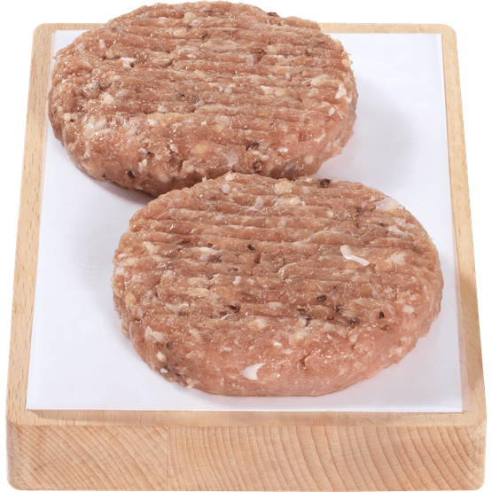 Foto van Vleeschmeesters Kip kalkoen burger 2 st. op witte achtergrond