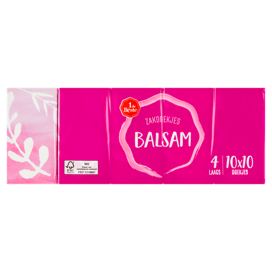 Foto van 1 de Beste Zakdoek balsem 4 laags 10st. op witte achtergrond