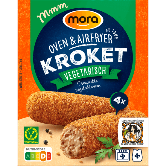 Foto van Mora Oven kroketten vegetarisch op witte achtergrond
