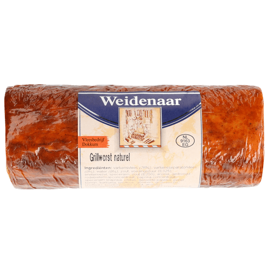 Foto van Weidenaar Grillworst naturel op witte achtergrond