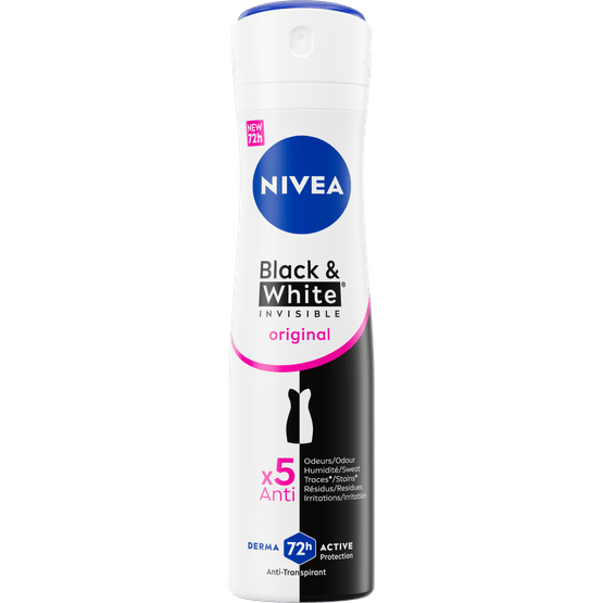Foto van Nivea Deospray invisible black & white clear op witte achtergrond