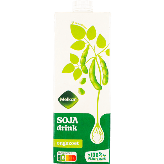 Foto van Melkan Soja drink ongezoet op witte achtergrond
