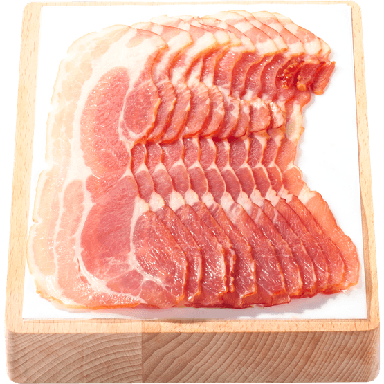 Foto van 1 de Beste Gerookt ontbijtspek op witte achtergrond