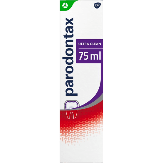 Foto van Parodontax Tandpasta ultra clean op witte achtergrond