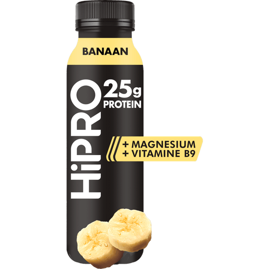 Foto van HiPRO Proteine drink banaan op witte achtergrond