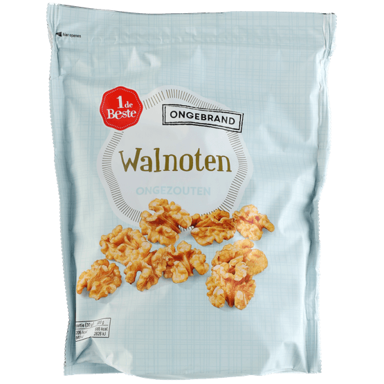 Foto van 1 de Beste Walnoten ongezout ongebrand op witte achtergrond