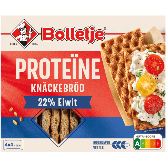 Foto van Bolletje Knackebrod proteine op witte achtergrond