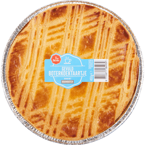 Foto van 1 de Beste Boterkoektaartje roomboter op witte achtergrond