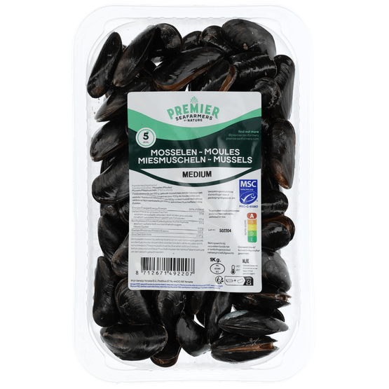 Foto van Premier Actie mosselen medium op witte achtergrond