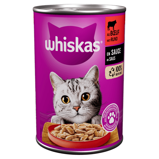 Foto van Whiskas Saus rundvlees op witte achtergrond